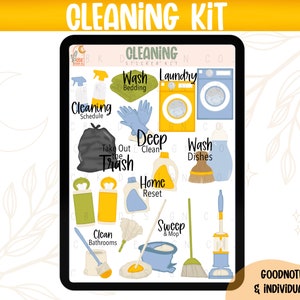 Cleaning Digital Sticker Kit- August - Goodnotes Files & PNGs- Digital Planner