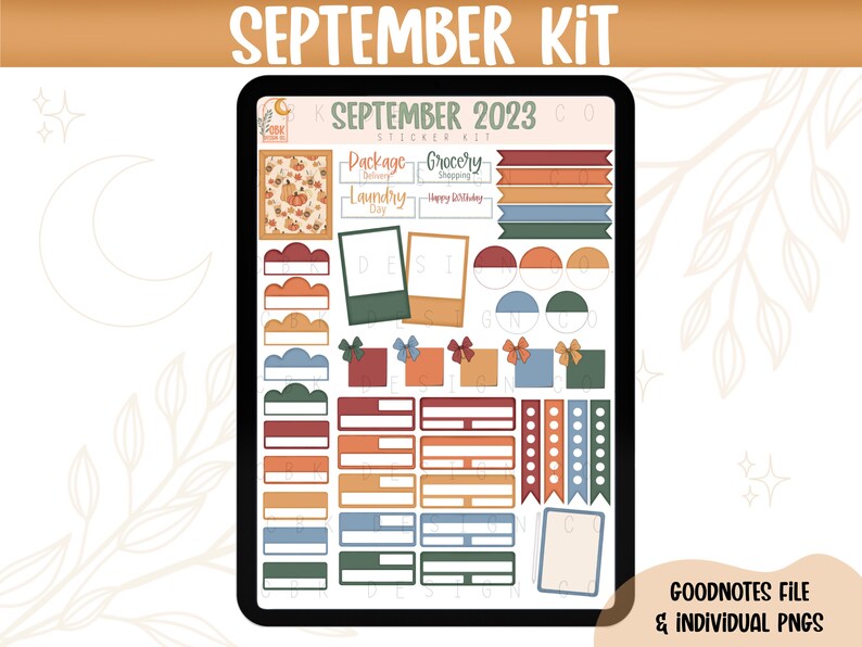 September 2023 Digital Sticker Kit- Goodnotes Files & Pngs- Digital ...