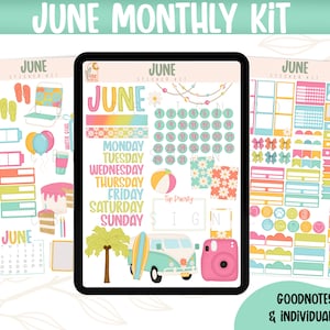 June Digital Sticker Kit 2023- Goodnotes Files & PNGs- Digital Planner