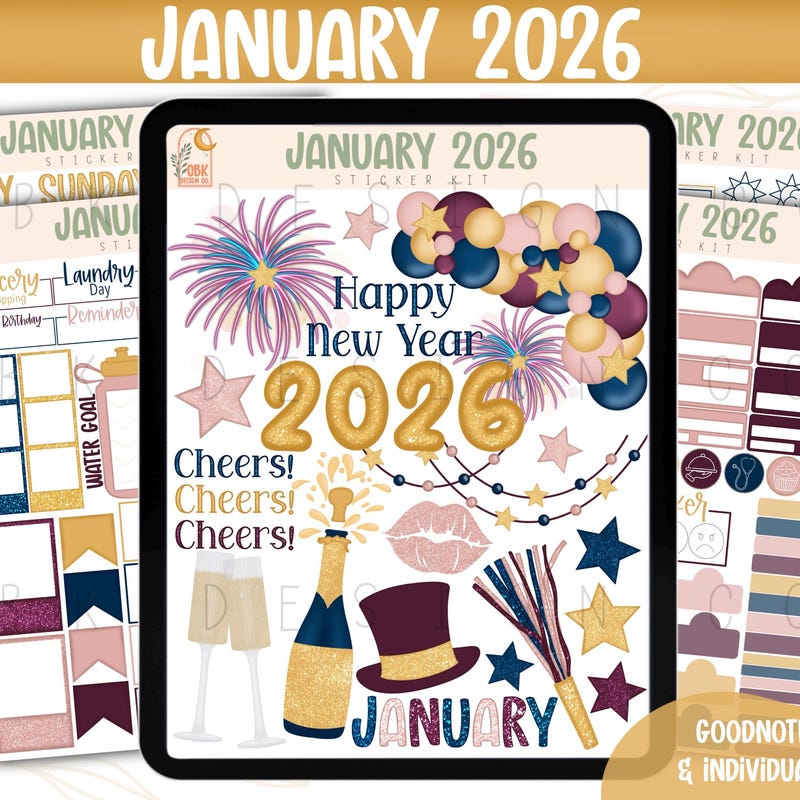 January Stickers - Etsy