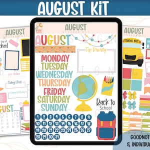 August Digital Sticker Kit- Back to School- 2023- Goodnotes Files & PNGs- Digital Planner