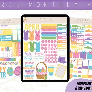April Digital Sticker Kit 2023- Easter - Goodnotes Files & PNGs- Digital Planner