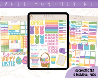 April Digital Sticker Kit 2023- Easter - Goodnotes Files & PNGs- Digital Planner