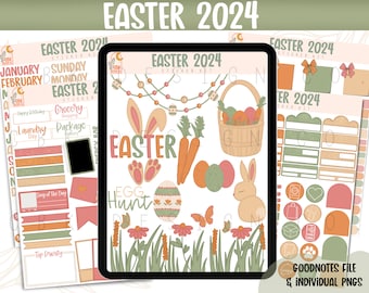 Easter Digital Sticker Kit 2024- Goodnotes Files & PNGs- Digital Planner