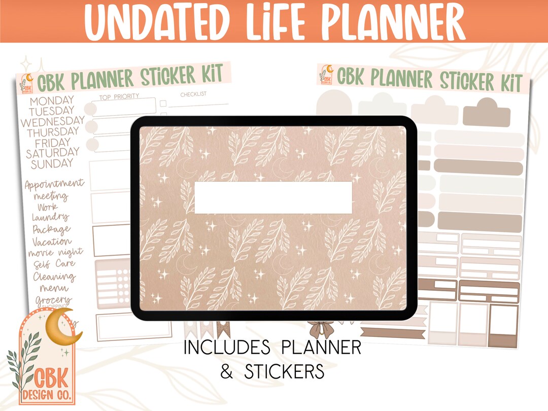 Undated Digital Life Planner | Landscape | CBK Design Co. - Etsy