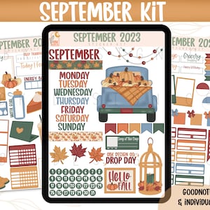September 2023 Digital Sticker Kit- Goodnotes Files & PNGs- Digital Planner