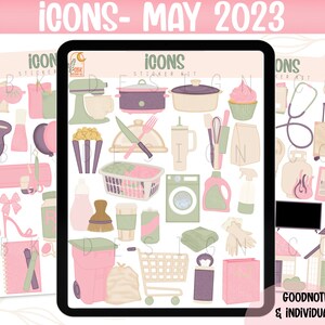 Digital Sticker Kit| Icons- May 2023 | Goodnotes Files & PNGs- Digital Planner