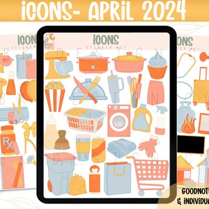 Digitales Aufkleber-Kit | Symbole- April 2024 | Goodnotes Files & PNGs - Digitaler Planer