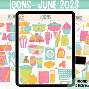 Digital Sticker Kit| Icons- June 2023 | Goodnotes Files & PNGs- Digital Planner