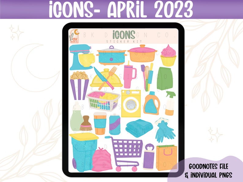 Digital Sticker Kit Icons April 2023 Goodnotes Files & Pngs Digital ...
