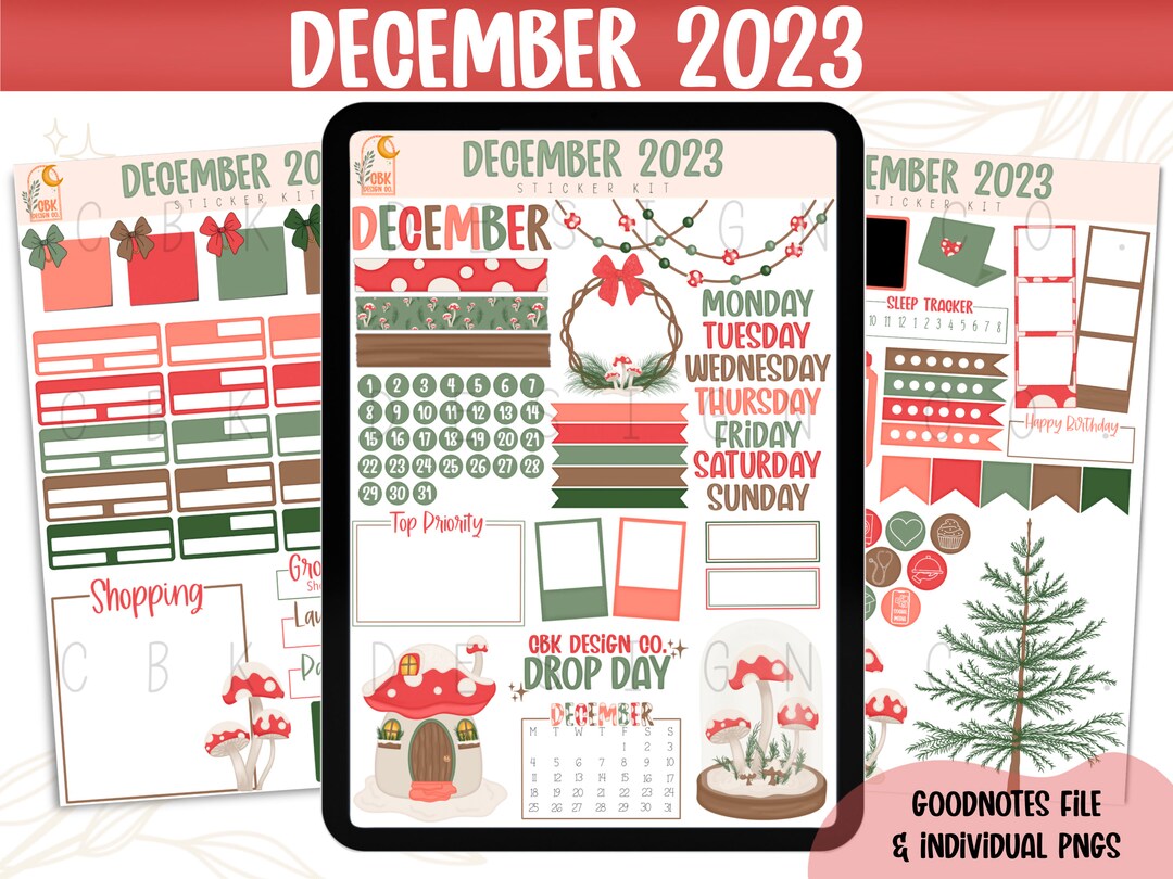December 2023-digital Sticker Kit- Goodnotes Files & Pngs- Digital ...