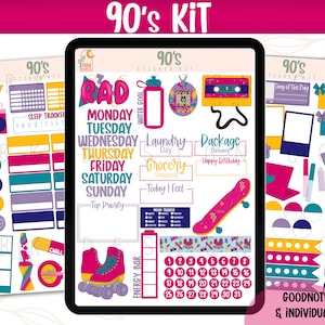 90’s Nostalgia Digital Sticker Kit- Goodnotes Files & PNGs- Digital Planner