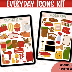 Digital Sticker Kit| Everyday Icons- Apple Cider| Goodnotes Files & PNGs- Digital Planner