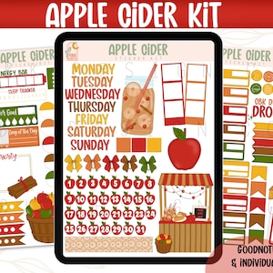 Apple Cider Digital Sticker Kit- Goodnotes Files & PNGs- Digital Planner
