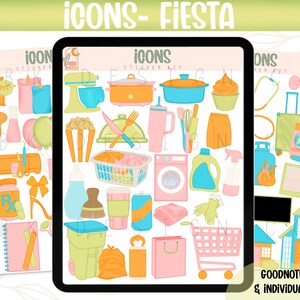 Digital Sticker Kit| Icons- Fiesta May 2024 | Goodnotes Files & PNGs- Digital Planner