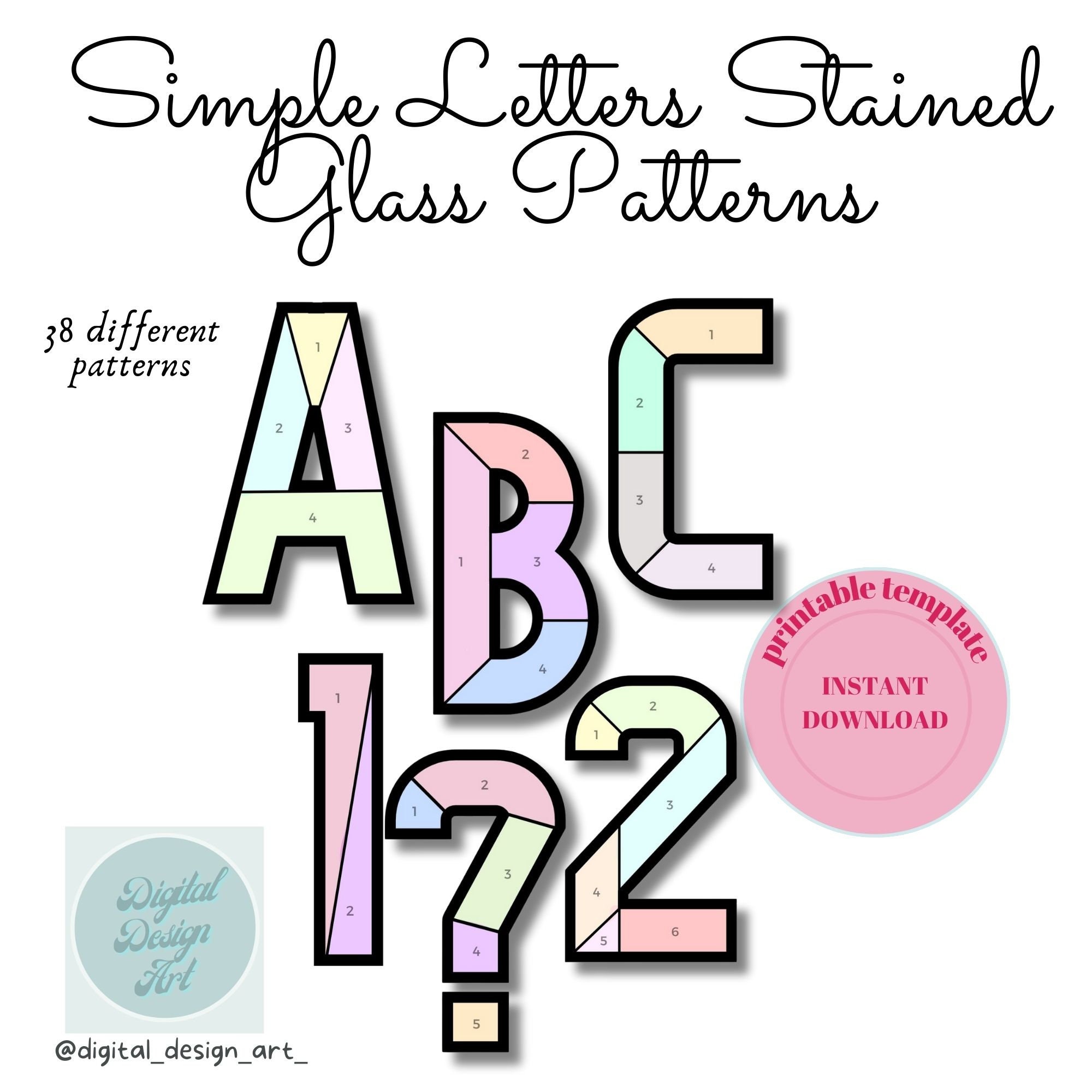digital-simple-letters-and-numbers-stained-glass-patterns-letters-and-numbers-vitray-etsy