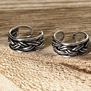 Pair of Oxidised Sterling Silver Weave  ear cuffs