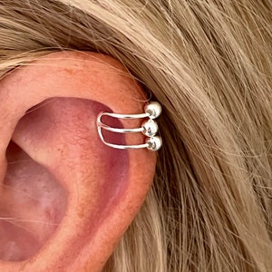 Pair of Sterling Silver Ball ear cuffs