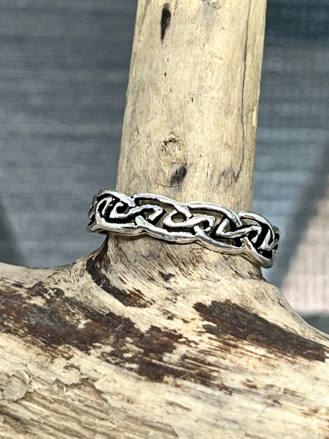 Oxidised Sterling Silver Celtic Patterned Adjustable Toe or Pinky Ring ...