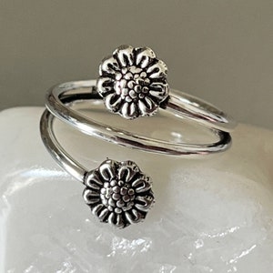 Sterling Silver Adjustable Flower Toe or Pinky Ring
