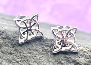 Orecchini Nodo Di Strega In Argento Sterling 925 Ossidato - Amuleto Di Protezione - Fatti A Mano In Spagna
