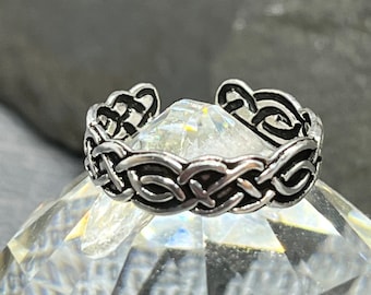 Oxidised Sterling Silver Celtic Weave Adjustable Toe or Pinky Ring