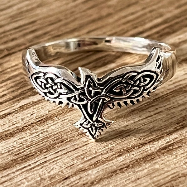 Sterling Silver Celtic Raven Ring