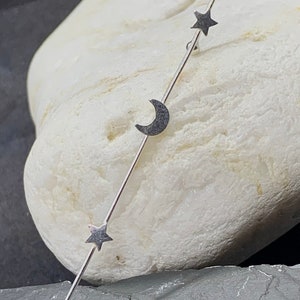 Sterling Silver Moon and Star Ear Pins/ Climbers