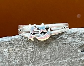 Sterling Silber einstellbar Mond und Sterne Zehenring
