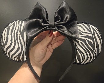 Zebra print Mickey mouse Minnie mouse ears