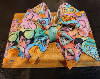 Ice cream and snacks messy bow headwrap