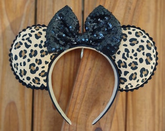 Leopard print Mickey mouse Minnie mouse ears