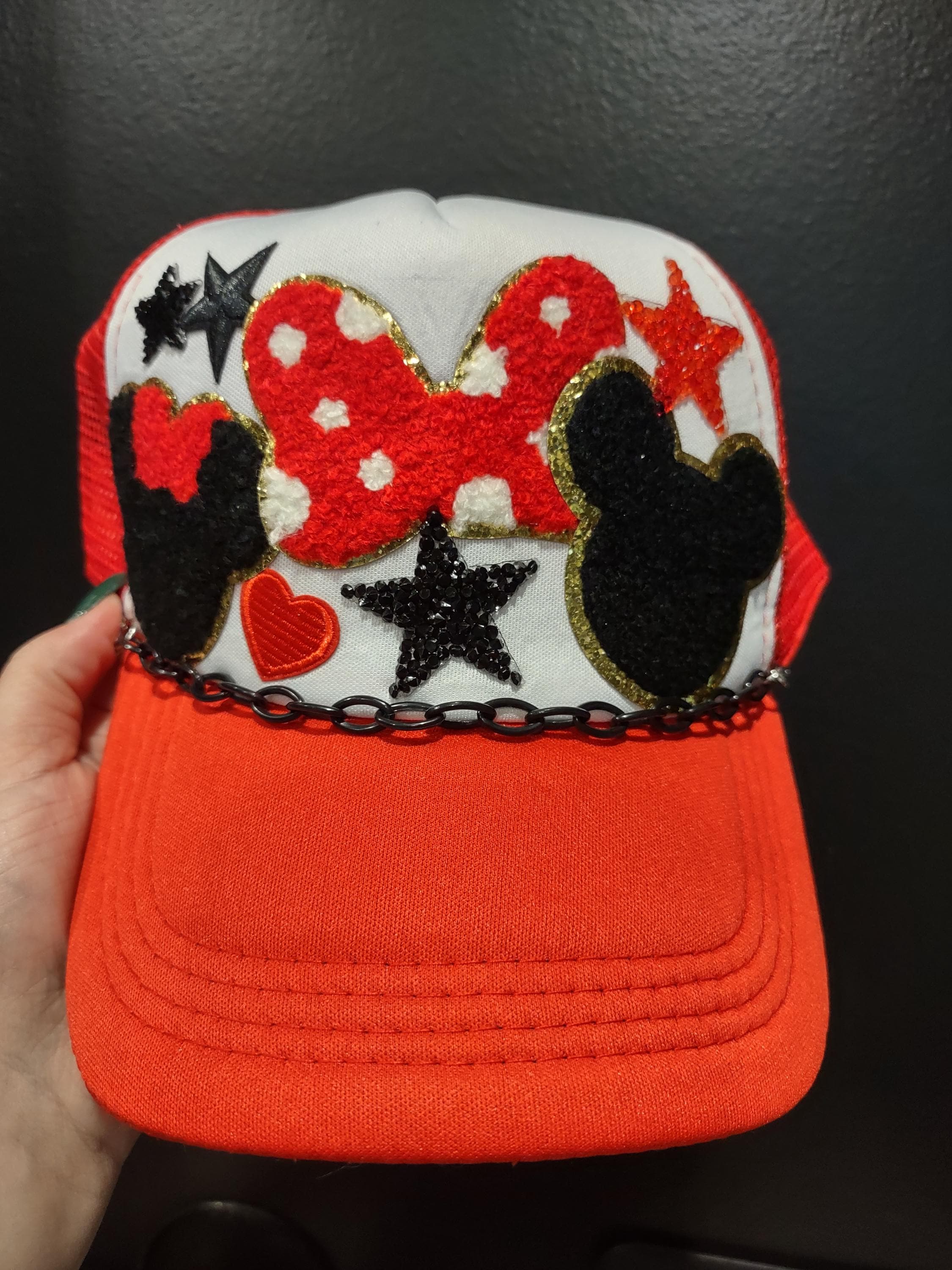 Red and Black Disney Mickey and Minnie Trucker Hats - Etsy display picture 1
