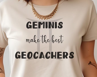 Gemini Zodiac Unisex Crewneck T-shirt, Geocaching Tee