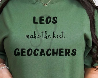 Leo Zodiac Unisex Crewneck T-shirt, Geocaching Tee