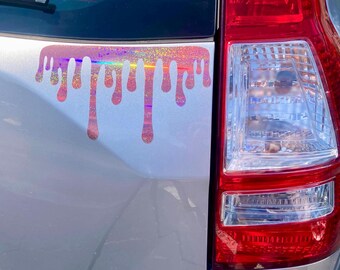 Goth Blood Splatter Car Decal, Holo Drip Sticker