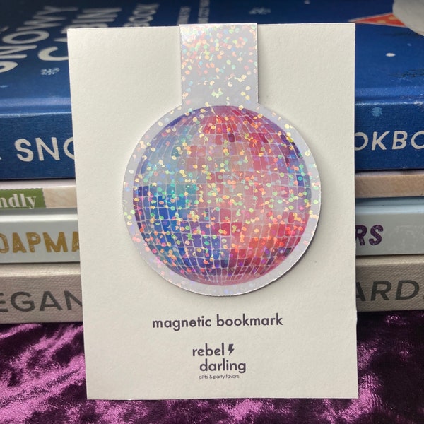Marcador magnético de bola de discoteca: regalo literario con purpurina