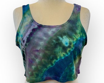 Geode Tie Dye Crop Tank Top: Hand-Dyed Sleeveless Tee, Women’s Large