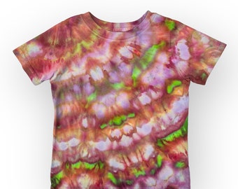 3T Toddler Tie Dye T-Shirt, Colorful Pink, Red & Green Ice Dye Tee, Wild Sky Tie Dye Hand-Dyed Kid Clothing, Unique Toddler Tee Shirt