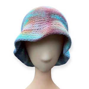 Ice Dye Crochet Bucket Hat: Unicorn Skies Tie Dye Cotton Beanie