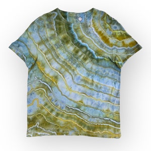 XL Earthy Geode Tie Dye T-Shirt, Green, Gold & Blue Agate Ice Dye Tee, Wild Sky Tie Dye Hand-Dyed Clothing, Colorful Geode Tie Dye Shirt
