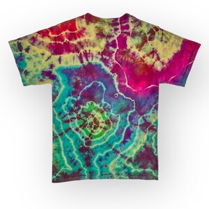 Colorful Hand-Dyed Rainbow Geode Tie Dye T-Shirt, Adult Unisex Size Small