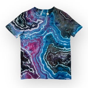 XS Blue Geode Tie Dye T-Shirt, Colorful Turquoise & Navy Agate Ice Dye Tee, Wild Sky Tie Dye Hand-Dyed Shirt, Unique Hand-Dyed Geode Tee
