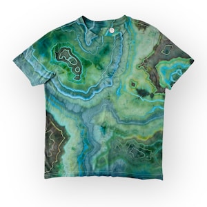 Small Green Geode Tie Dye T-Shirt, Colorful Green & Turquoise Agate Ice Dye Tee, Wild Sky Tie Dye Hand-Dyed Shirt, Unique Hand-Dyed Geode T