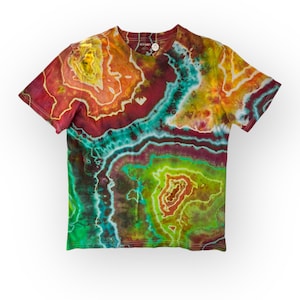 Medium Rainbow Geode Tie Dye T-Shirt, Colorful Multicolor Geode Ice Dye Shirt, Wild Sky Tie Dye Hand-Dyed Clothing, Geode Tie Dye Tee