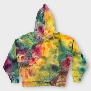 Unisex Large Ice Dye Hooded Sweatshirt, Rainbow Tie Dye Heavyweight Hoodie, Wild Sky Tie Dye Hand-Dyed Clothing, Boho Colorful Sweatshirt