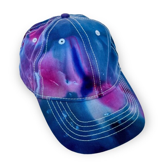 Tie-Dye Cap with Pink and Blue Design Pink Tie Dye w/ Ocean Blue Twin Palms Logo - Tropic Shade Co main image 3