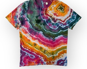 Medium Rainbow Geode Tie Dye T-Shirt, Colorful Multicolor Geode Ice Dye Shirt, Wild Sky Tie Dye Hand-Dyed Clothing, Geode Tie Dye Tee