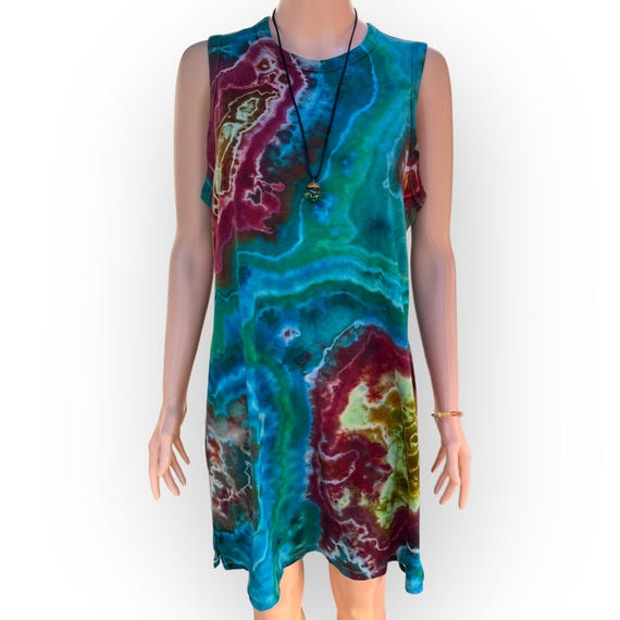 Women's Large Blue Green Geode Tie Dye Dress, Lululemon Sleeveless Tank  Dress - Etsy