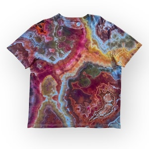 Large Earthy Red Geode Tie Dye T-Shirt, Multicolor Agate Ice Dye Tee, Wild Sky Tie Dye Hand-Dyed Shirt, Unique Hand-Dyed Geode Tee